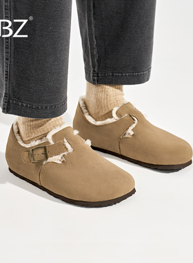 UBZ 防水加绒勃肯鞋男士2026冬季新款加厚雪地靴保暖毛毛鞋博肯鞋