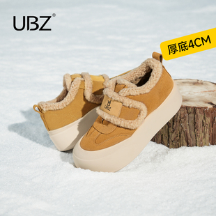 面包鞋 UBZ 休闲保暖魔术贴板鞋 新款 防水厚底加绒雪地靴女2025冬季