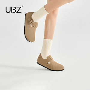 UBZ 防水软木勃肯鞋女2023春秋新款厚底百搭豆豆鞋一脚蹬博肯单鞋