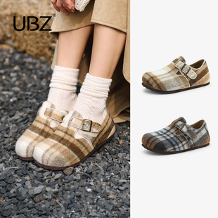 全包复古拼色百搭一脚蹬博肯单鞋 女2025年秋冬新款 毛毡勃肯鞋 UBZ