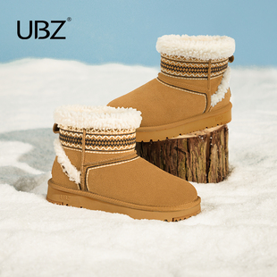 毛毛鞋 UBZ 民族风东北棉鞋 保暖时尚 防水加绒雪地靴女2025年冬新款