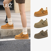 UBZ 面包鞋 防水加绒雪地靴女新款 2026冬真皮东北防寒休闲短靴棉鞋