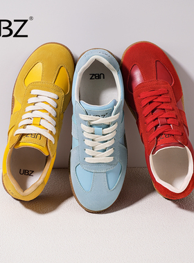 UBZ 防水黄色德训鞋女2026年新款休闲运动百搭复古板鞋蓝色小白鞋