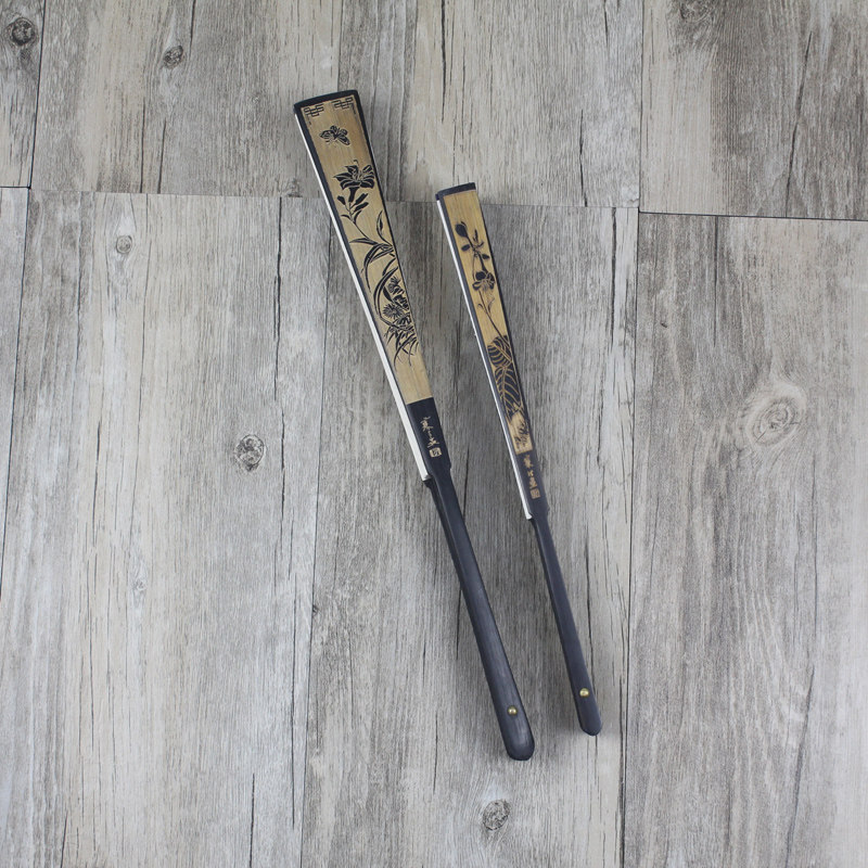 黑色雕花折扇扇子文房四宝文人用扇竹子折扇宣纸扇面国画书法创作,居家日用,扇子,淘宝优惠券,粉丝福利购,淘宝优惠卷