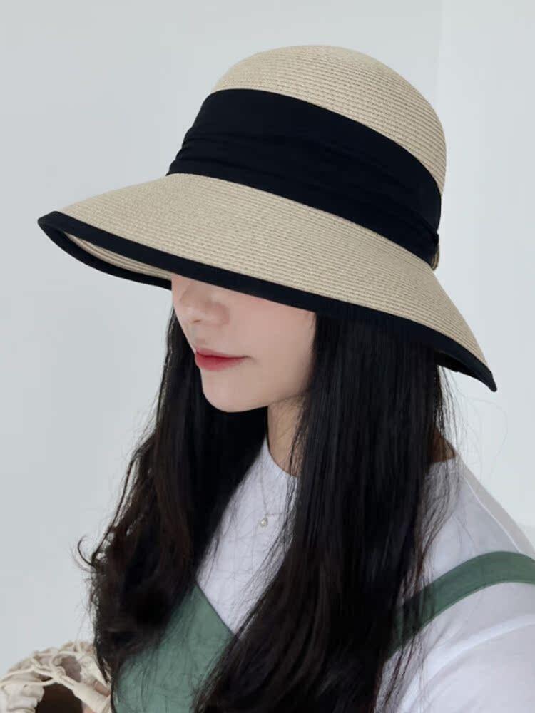 韩国代购遮阳草帽出游优雅女夏新