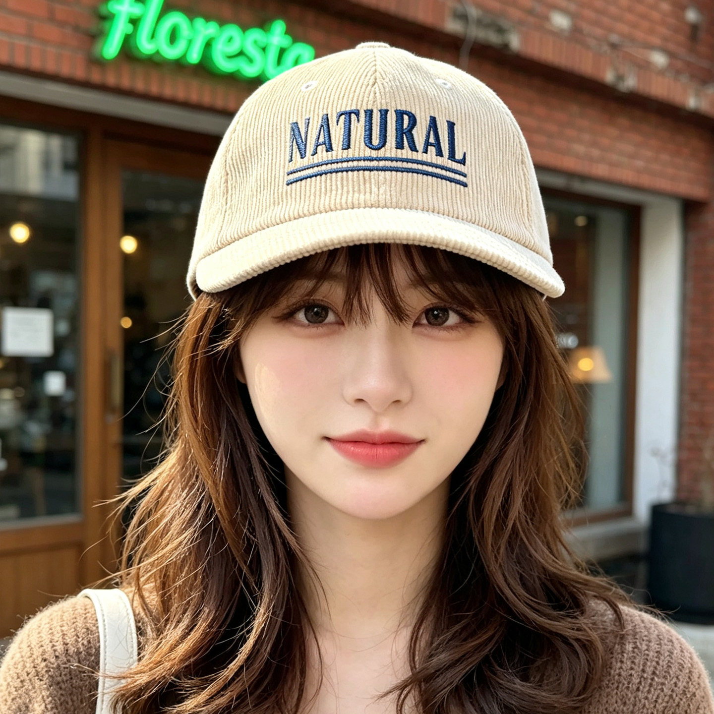 韩代灯芯绒刺绣棒球帽秋冬显脸小