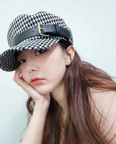 平顶帽子韩国代购千鸟格时装帽潮学生复古百搭男女秋冬新时尚CHIC - 封面