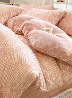 ab面一面棉一面绒被套单件a全棉磨毛b牛奶绒加绒珊瑚法兰绒面被罩