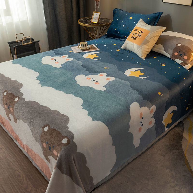 牛奶绒床单加绒单件绒面双人冬季加厚防滑珊瑚法兰绒毯单人毛毯男