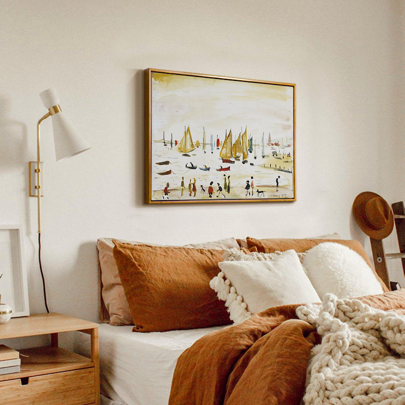 二狗姑娘 洛瑞北镇市场4幅 北欧儿童房风景画人物画装饰画