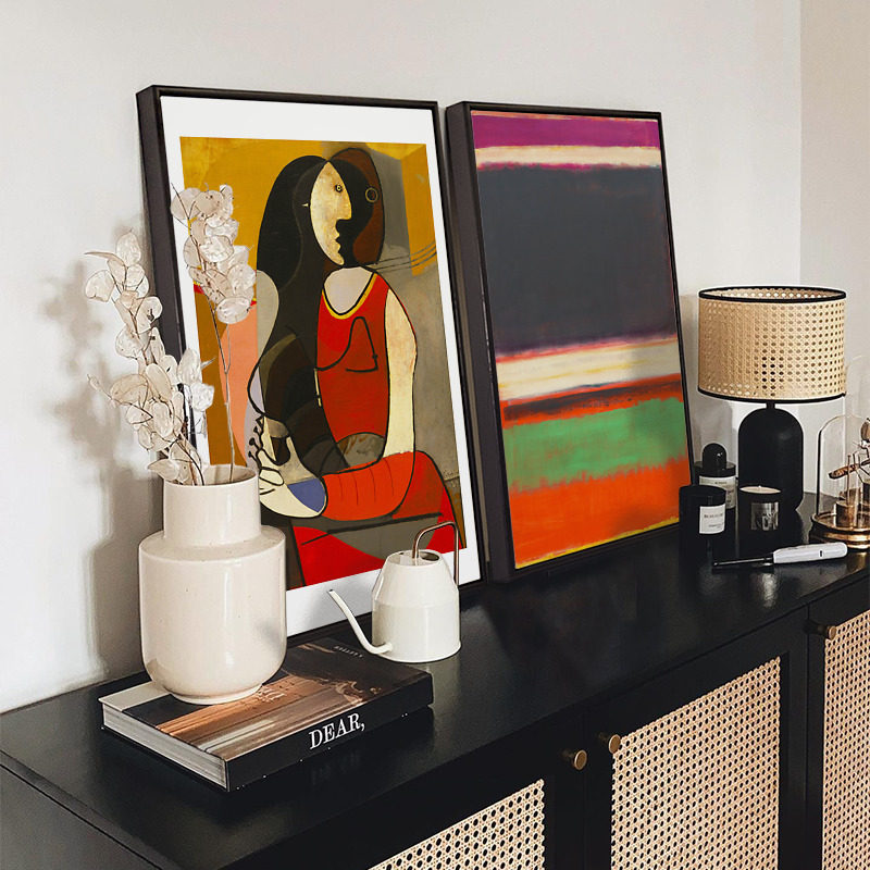 二狗姑娘 毕加索坐着的人2幅 抽象书房办公室抽象画装饰画