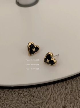 iFHH 自制 黑桃ADing制版本桃心 中性显白设计感小众高级耳钉