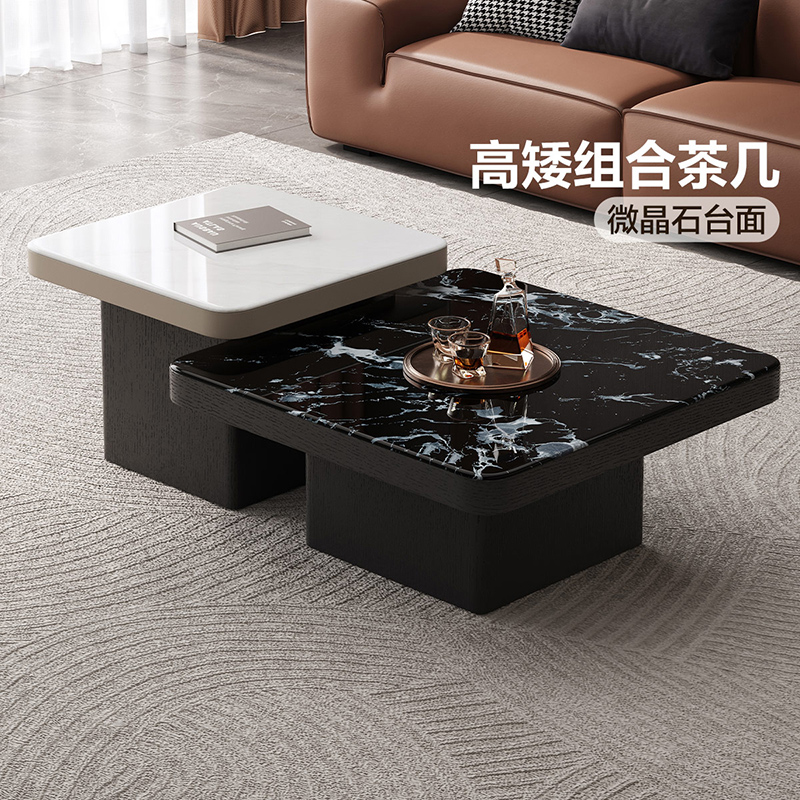 政府补贴全友家居现代简约微晶石茶几客厅家用方形茶桌边几组合