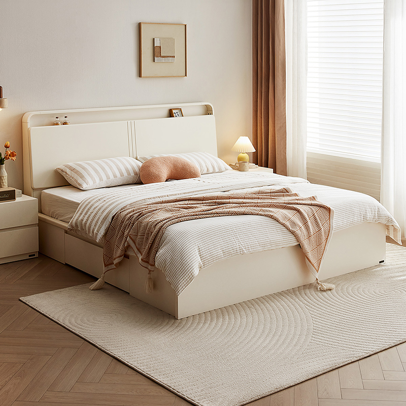 全友家居现代简约1.5m单人落地收纳储物床主卧室1米8双人大床家具