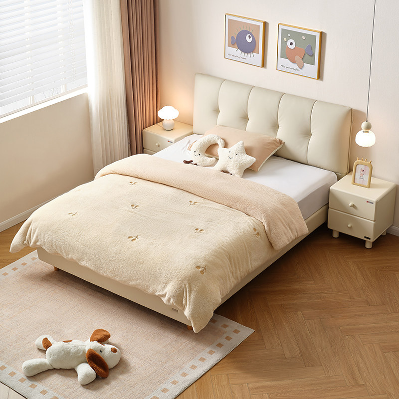 全友家居青少年1米5单人儿童床家用卧室小户型实木脚男女孩软包床