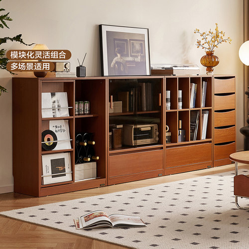 政府补贴全友家居中古风2026新款落地电视柜客厅收纳一体储物柜子