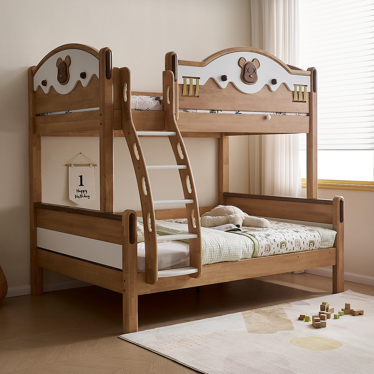 全友家居2024年新款北欧风儿童高低床卧室家用上下铺实木储物床,住宅家具,高低/子母床,淘宝优惠券,粉丝福利购,淘宝优惠卷