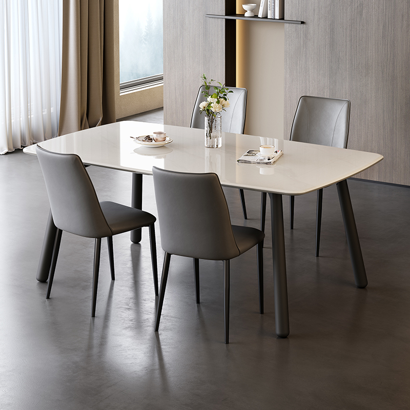 全友家居现代简约餐桌椅微晶石