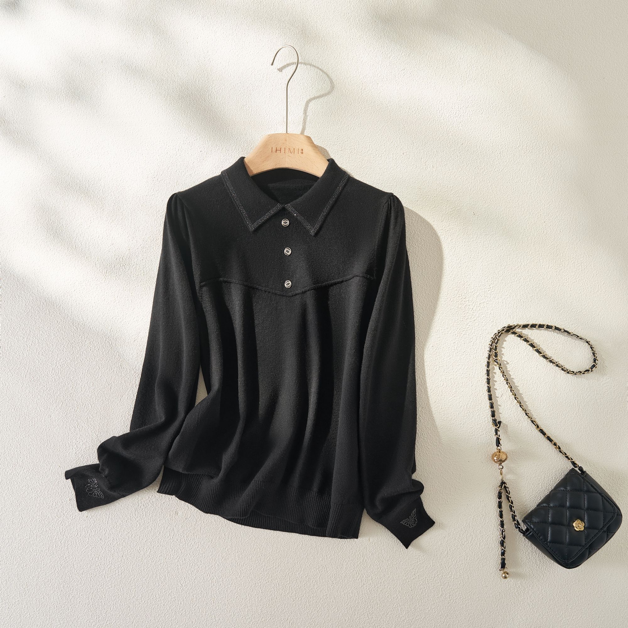 海谧保暖显瘦翻领针织毛衣女