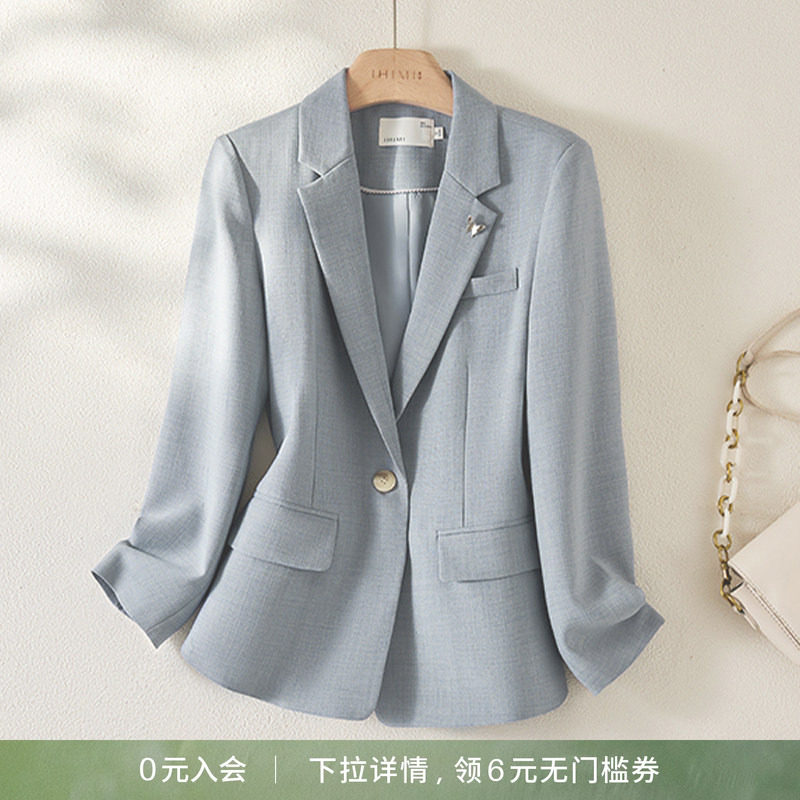 IHIMI海谧 26春款女装气质口袋一粒扣收腰显瘦小个子西装外套上衣