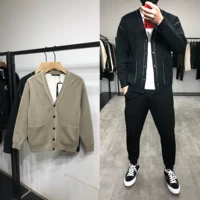 Áo len nam 19 mùa thu nam mới đa năng đẹp trai áo len dài tay xu hướng Áo len mỏng đan - Cardigan áo khoác cardigan nam