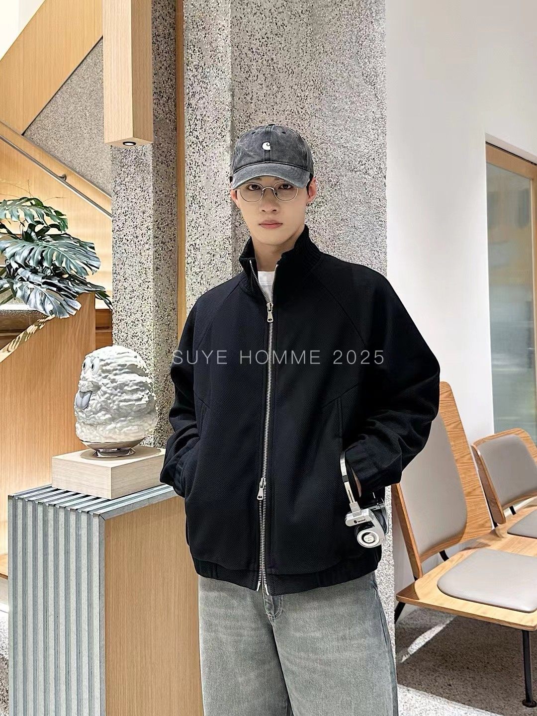 宿冶SUYE HOMME 2025秋季新款男士卫衣休闲上衣外套