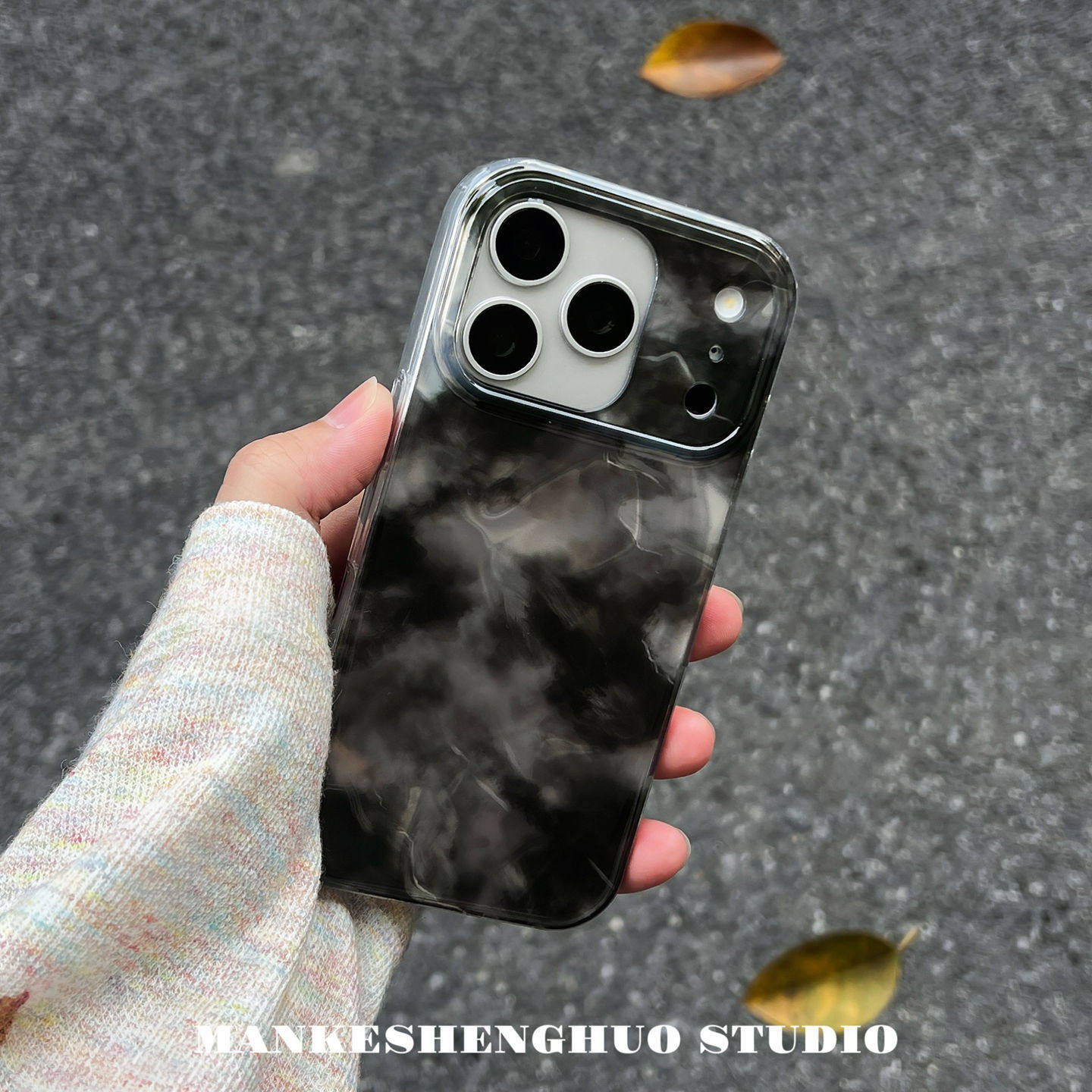 韩系ins复古简约黑灰色水波纹苹果17手机壳适用iPhone17promax小众超火女新款16pro超好看独特15全包软保护套
