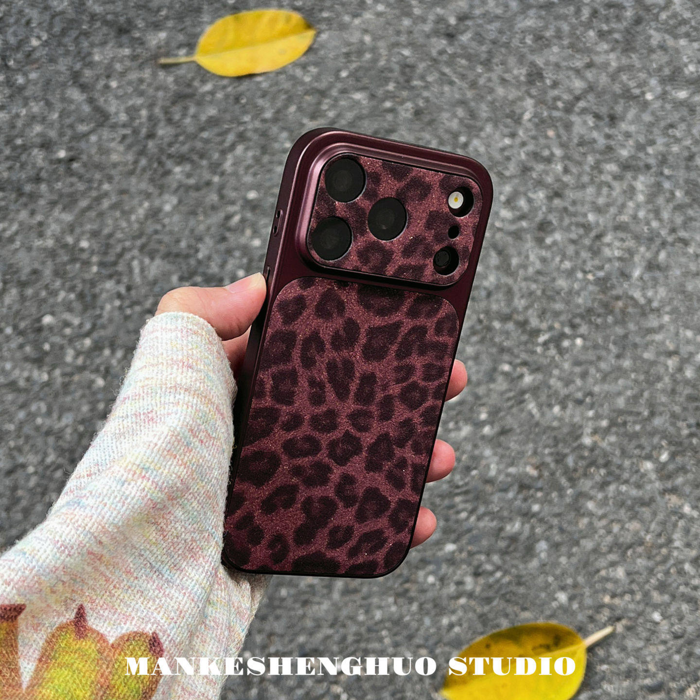 秋冬韩系ins勃艮第红闪粉豹纹苹果18promax手机壳适用iPhone18pro小众高级感17时髦辣妹女新款16全包硅胶软