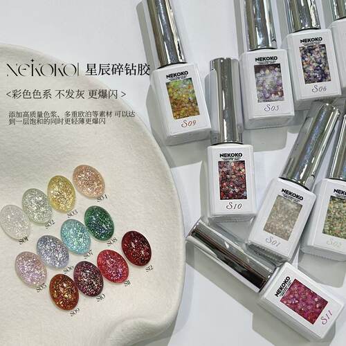 欧盟标准三不含星辰碎钻系列彩色高密度爆闪欧泊碎钻胶6ml