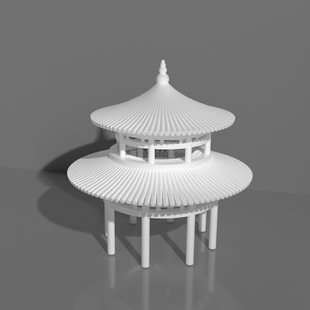 亭子模型三维亭子圆形休息亭子院子模型OBJ模型C4D模型通用645