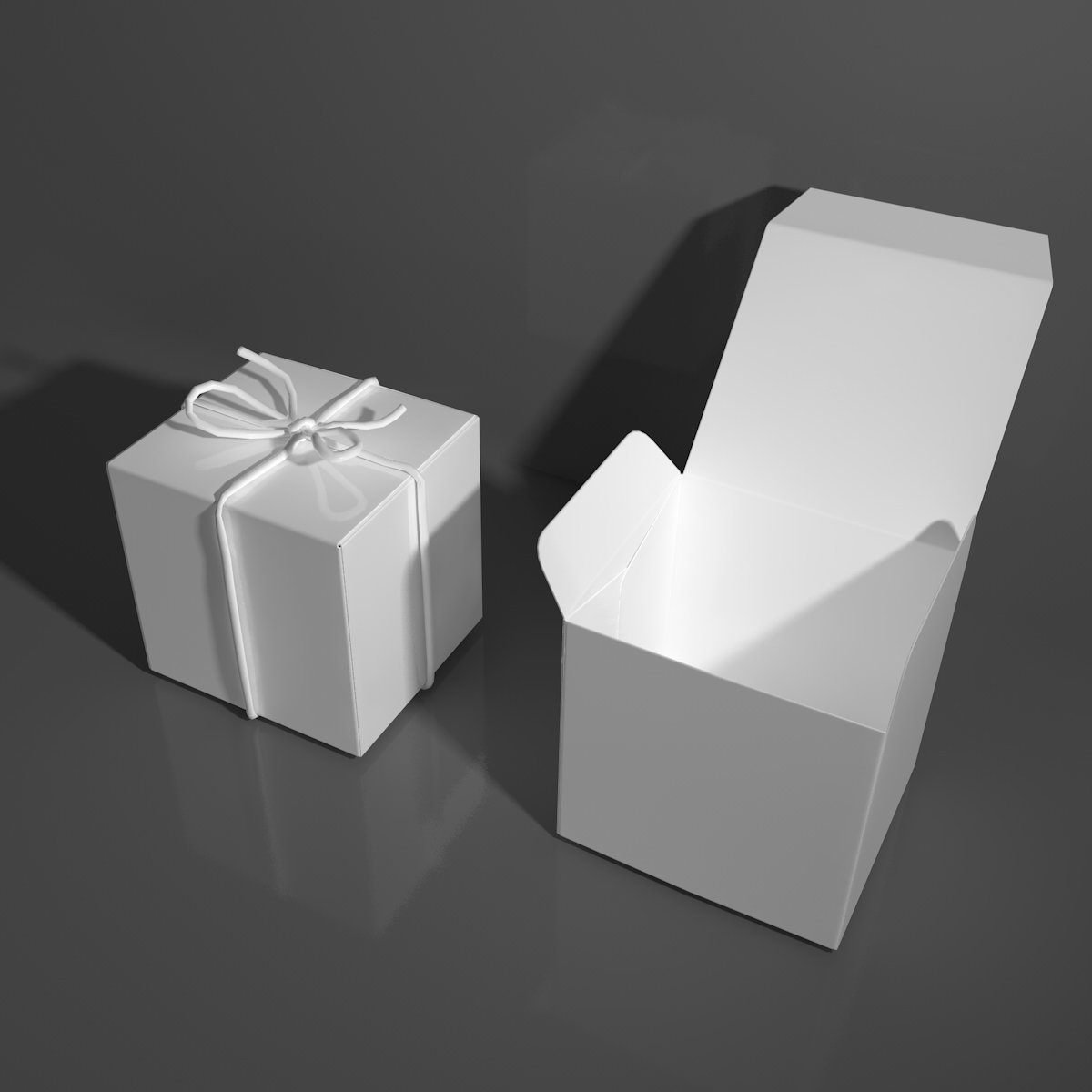 三维纸盒模型建模盒子模型彩带盒子绳子模型礼品盒子C4D模型372