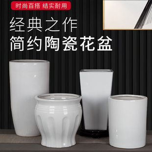 宽口花盆大码大盆大圆大型白色大花盆落地高款客厅超大高款大盆栽