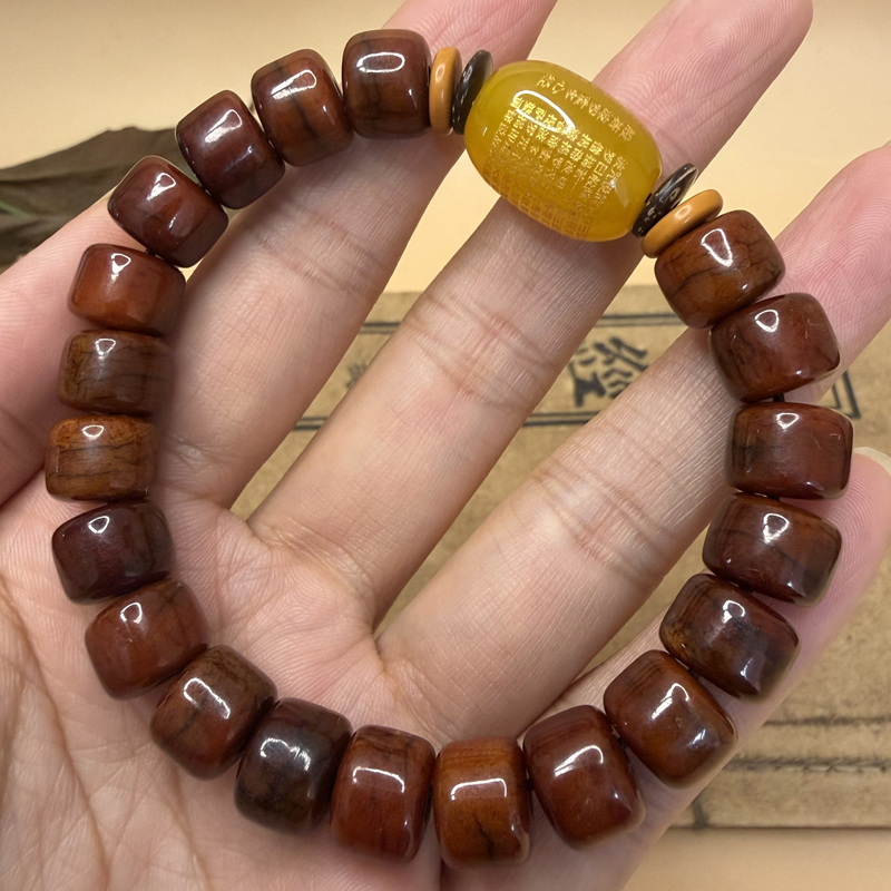 西藏天然牛骨手串男女批发做旧牦牛骨民族风复古饰品文玩骨头桶珠