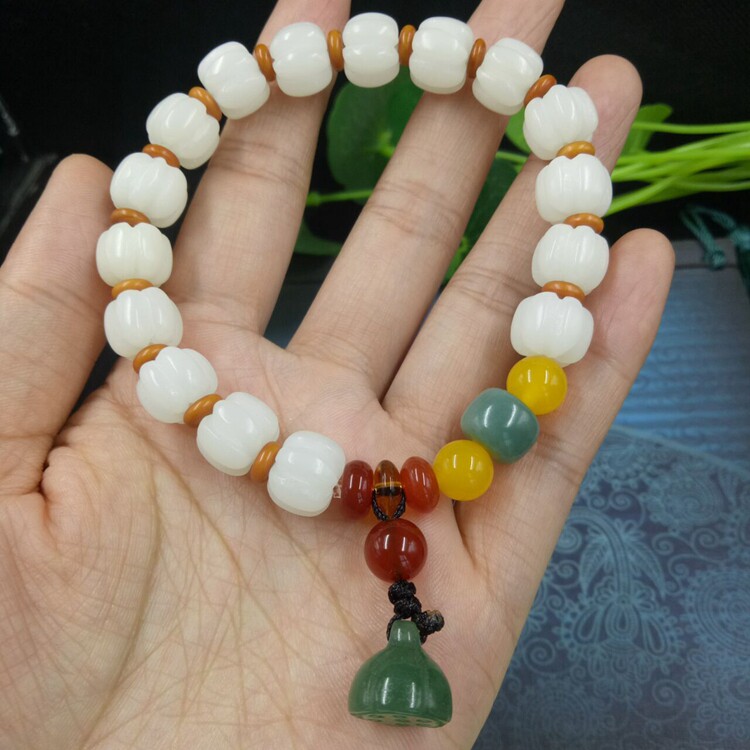 天然菩提根雕刻南瓜佛珠莲花手串手链佛珠配件菩提子