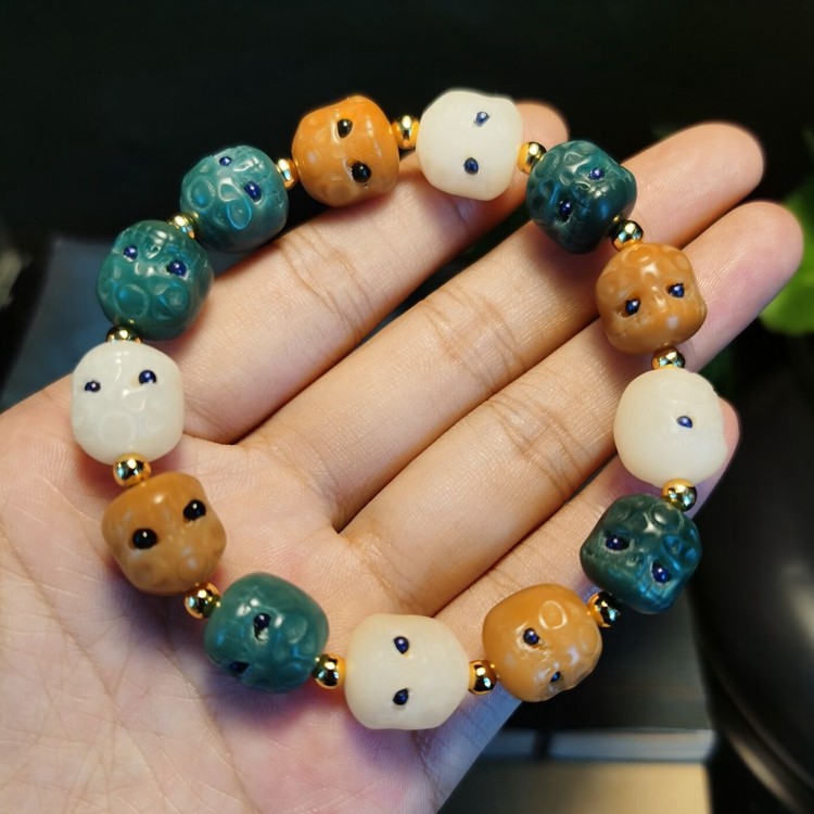 阴皮绿菩提根阿呆手串男女呆呆团菩提子男女款手串爆款单圈手链