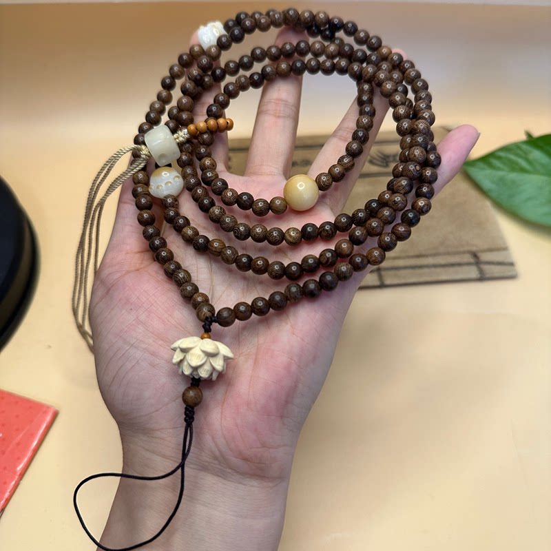 绿檀木招财猫斜挎可背手机挂链挂绳新中式长款防丢手机链礼物男女