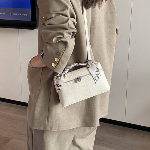 头层牛皮饭盒包真皮女包2025新款百搭白色手提盒子包单肩斜挎小包