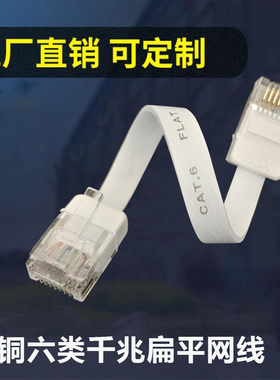 纯铜千兆扁平网线cat6类扁线超薄隐形细面条线变频器专用网线白色