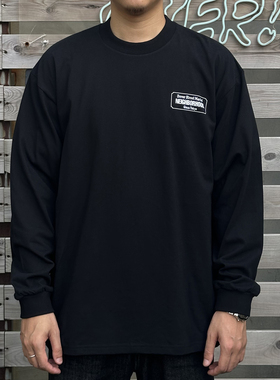 NBHD日系重磅270g小圆领长袖T恤休闲简约宽松基础黑色内搭打底衫