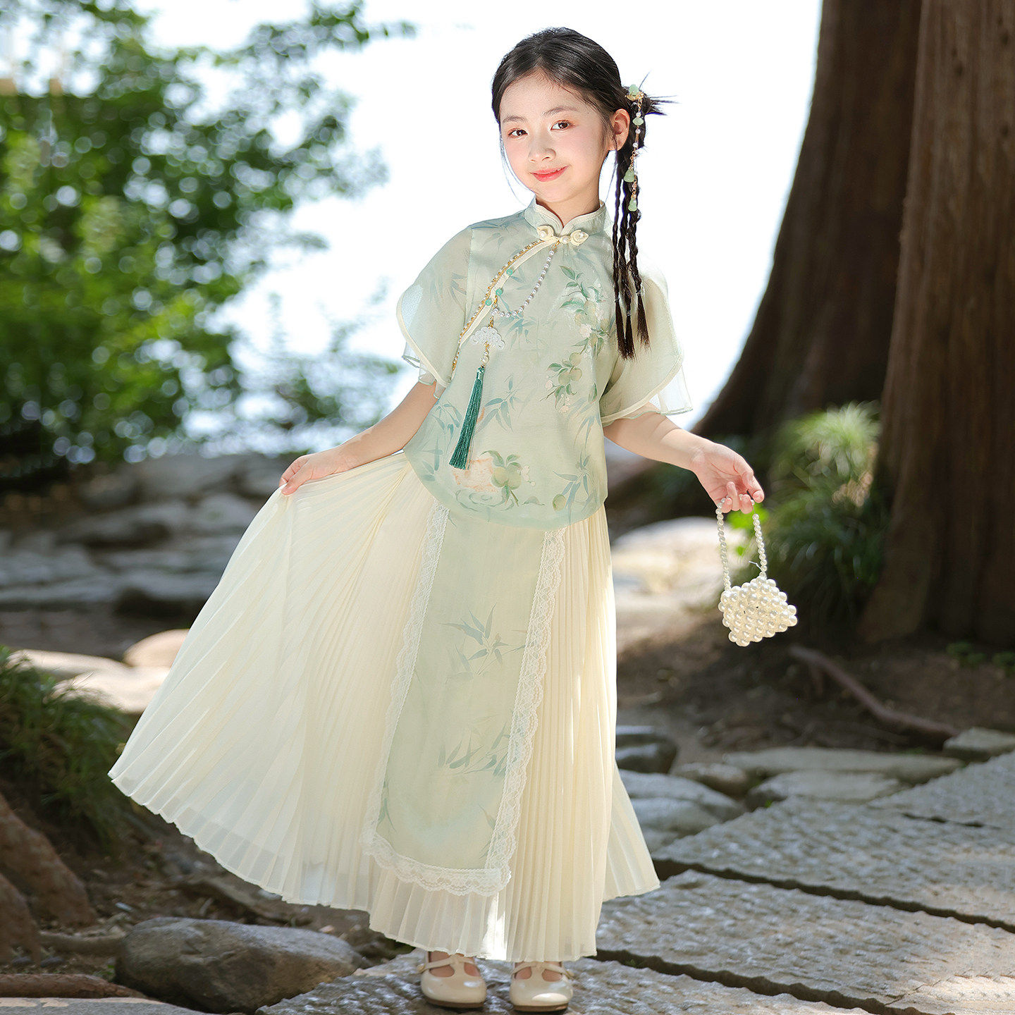 女童新中式汉服夏季盘扣儿童旗袍