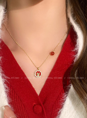 新春小福龙~过年高级感红色项链