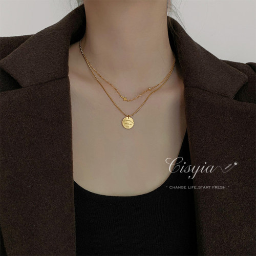 双层叠戴钛钢项链女款