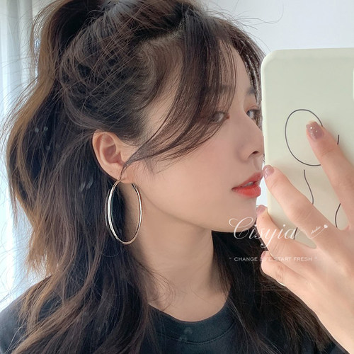 素圈耳环大圈女耳圈小众