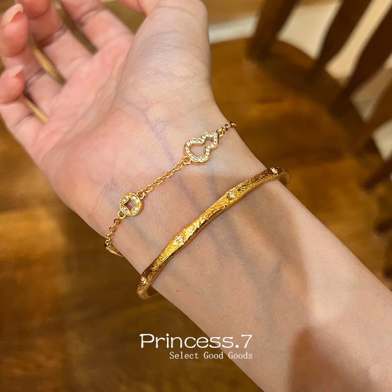 沙金葫芦铜钱手链高级感轻奢