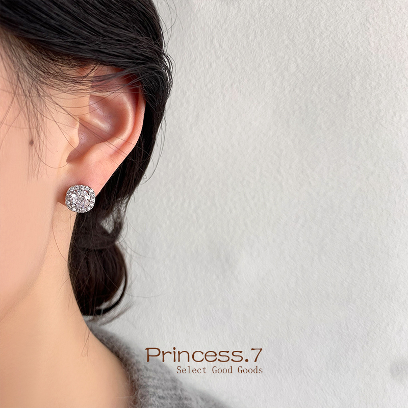 方钻锆石银色耳夹无耳洞