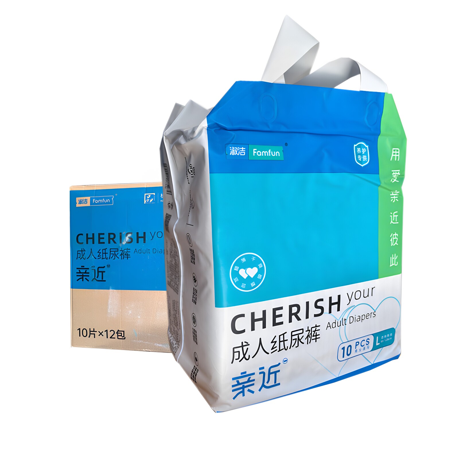 淑洁亲近成人纸尿裤整箱12包M/L/XL老年人专用尿不湿粘贴式
