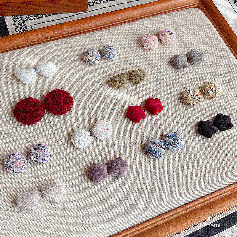 秋冬复古百搭日常不夸张格子耳钉耳夹桃心圆形气质红色纽扣耳饰,饰品/流行首饰/时尚饰品新,耳钉,淘宝优惠券,粉丝福利购,淘宝优惠卷