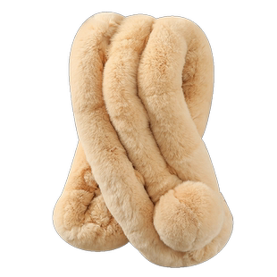 真獭兔毛围巾女冬季百搭加厚保暖护颈三管大球脖套皮草围脖毛领子