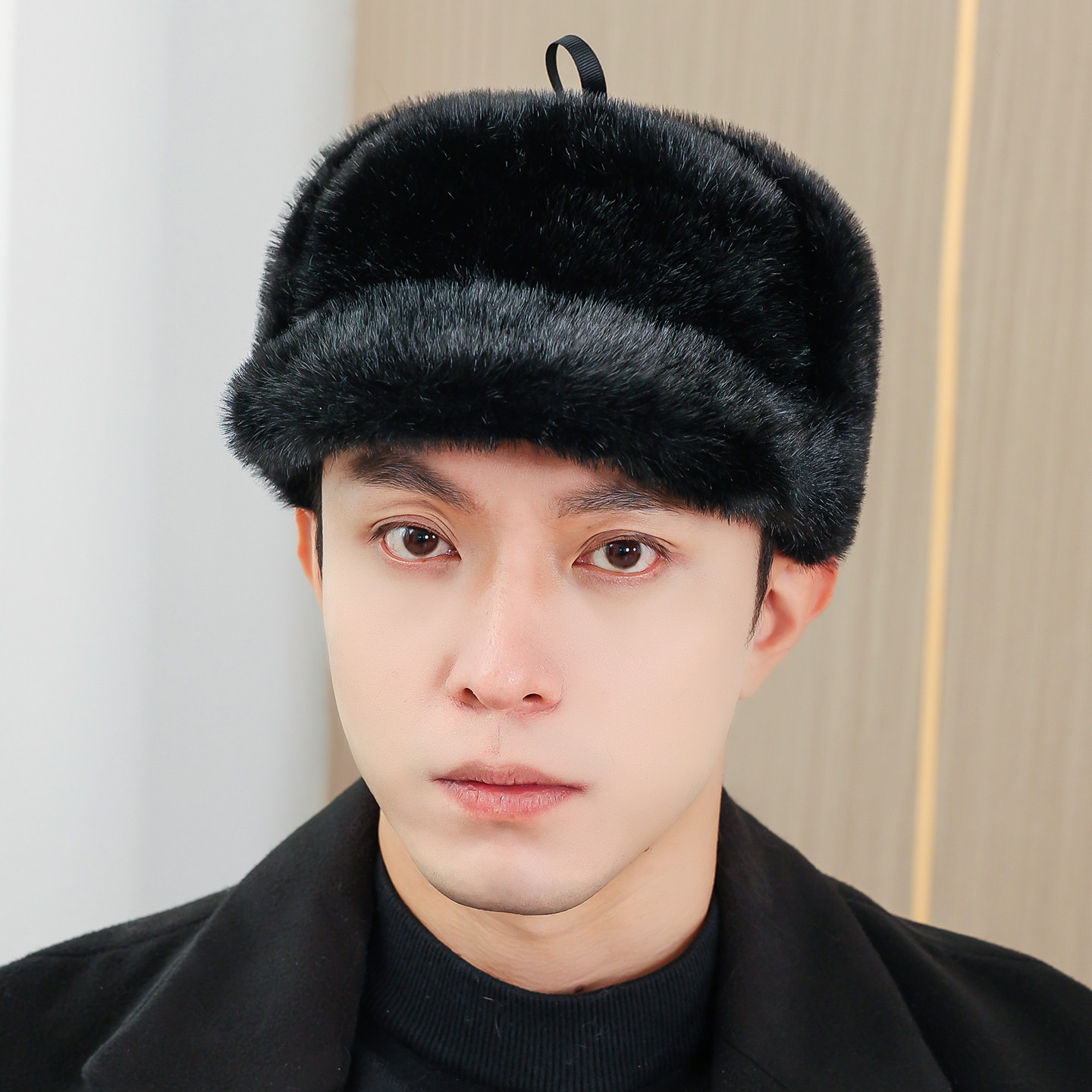 仿水貂皮帽子男中老年人老头冬季整貂皮仿皮草保暖棉帽皮草帽送礼