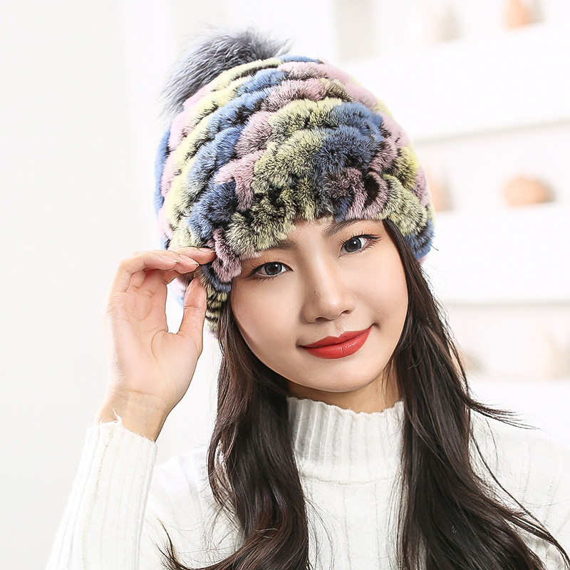 休闲女冬季保暖獭兔毛帽皮草帽子